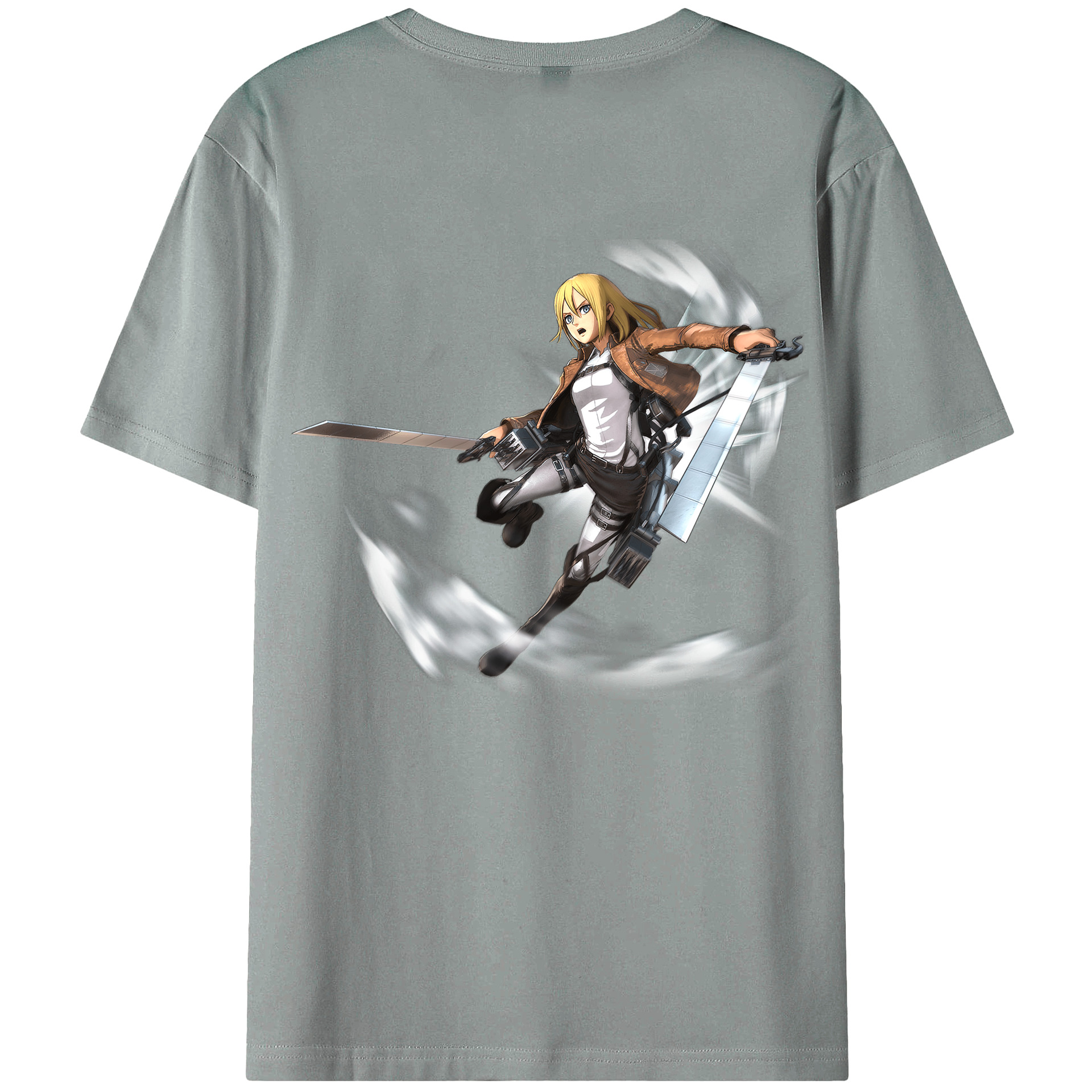 （画像用） 進撃の巨人 クリスタ·レンズ Attack on Titan Christa Lenz 綿100％ メンズ半袖Tシャツ（バックプリント） 通気性